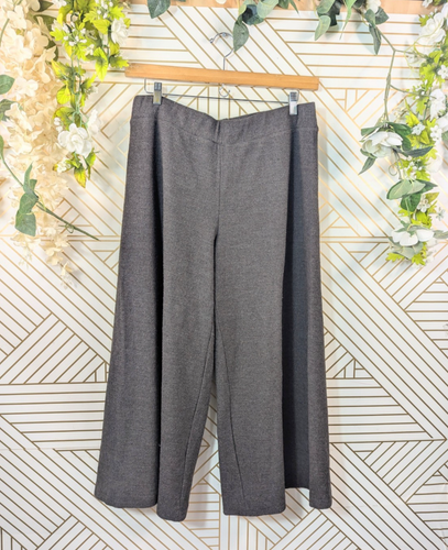 Eileen Fisher Damen Wollhose Gummibund gerades weites Bein braun XL LESEN