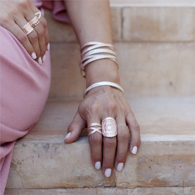 NWT ANNA BECK ROSE GOLD PLATED STERLING SILVER SMOOTH CROSS RING