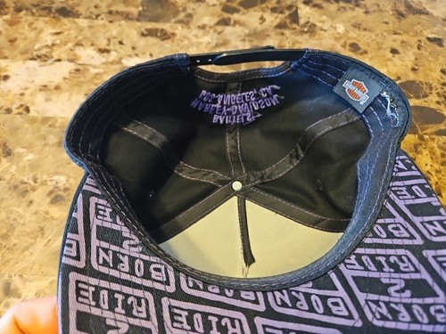 HARLEY DAVIDSON Born To Ride BARTELS' LOS ANGELES, Black/Purple Adjustable Hat - Picture 16 of 18