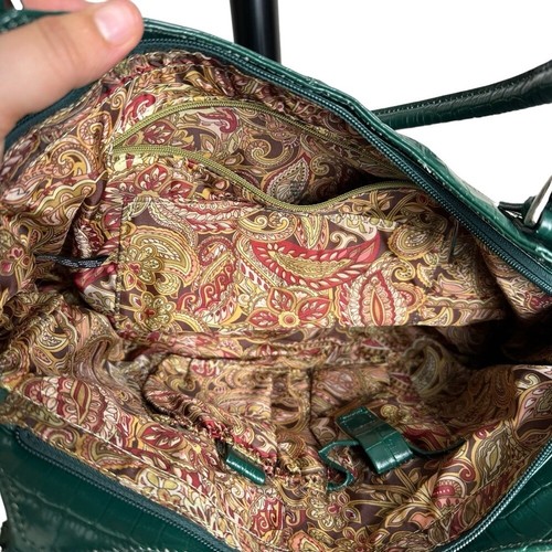 MAXX New York Green Croc Embossed Leather Shoulder Bag Silver Hardware Mobwife - Picture 10 of 16