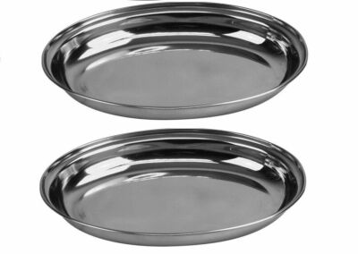 2 Large size 31 x 21 x 5 cm, oval stainless steel curry rice serve ...