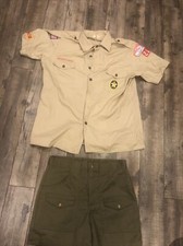 Vintage 80s Boy Scouts of America Official Uniform Shirt Green Cargo Shorts