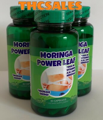 3 MORINGA EXTRACT POWER LEAF PILLS NATURAL ENERGY BOOSTER WEIGHT LOSS VITAMINS 