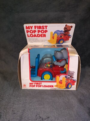 VINTAGE MY FIRST POP POP LOADER *NEU-UNBESETZT* - PUSH ALONG *HIPPO* POPPING TOY