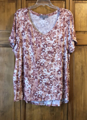 Absolutely Famous Rose Pink Floral Shirt 1X