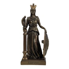 Athena Minerva Greek Goddess Cast Marble Museum Copy Statue Bronze Effect 7.48in