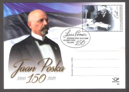 150th anniv. Jaan Poska, politician Estonia 2016  stationery postcard # 90 FDC - Picture 1 of 1