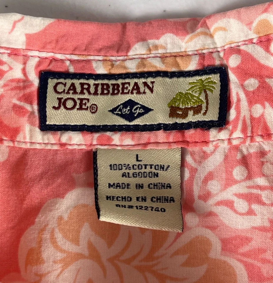 Карибский Joe цветочный печать кнопка вверх рубашка женщин L розовый белый длинным рукавом - Изображение 2 из 4