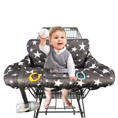 Shopping Cart Cover for Baby Cotton Sitting Area with Bottle Strap & Cell Pho...
