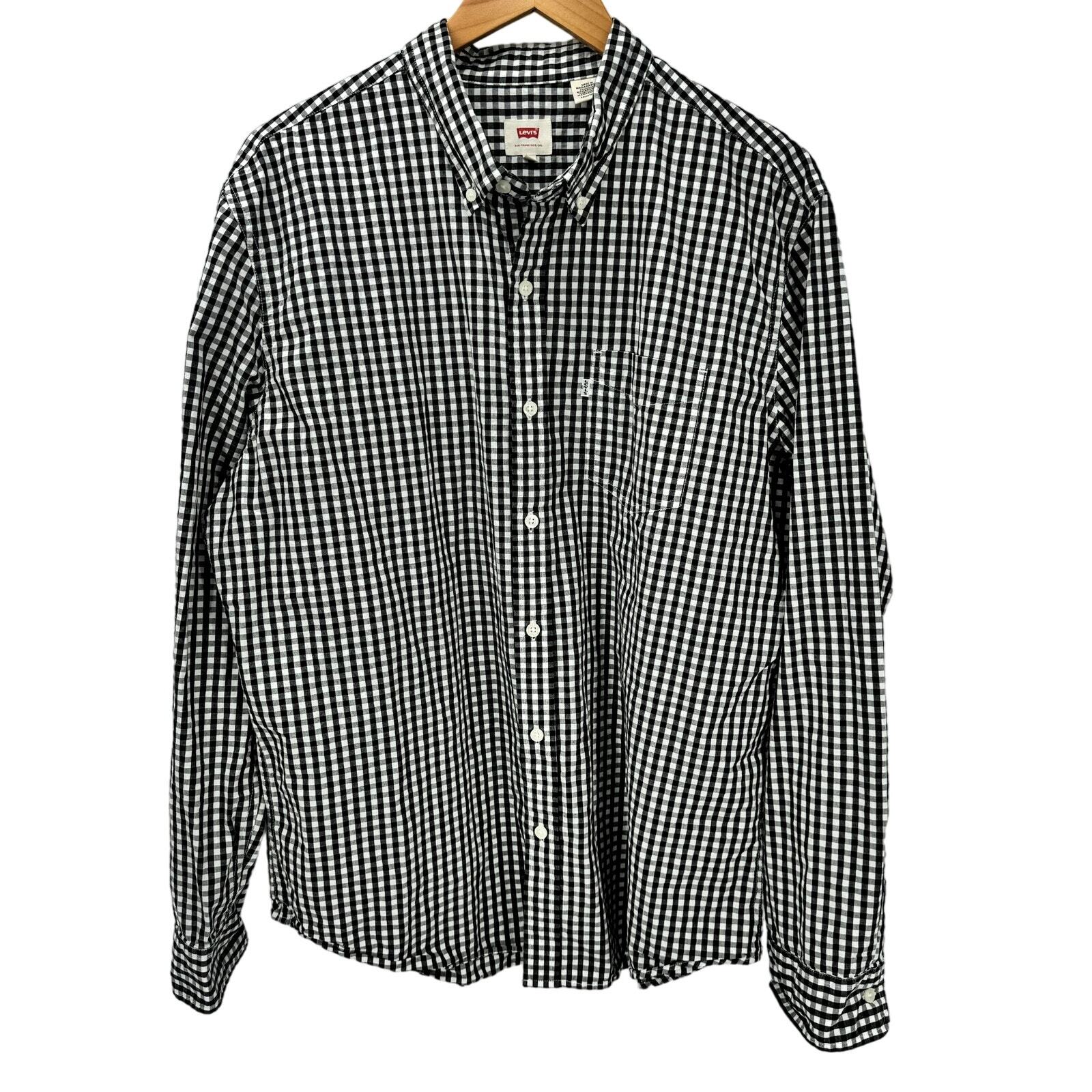 Levi's Shirt Mens XXL Black White Gingham Check Button Down Long Sleeve Cotton