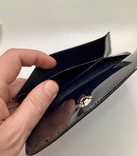 Vintage Soviet women's clutch wallet, Black Patent leather, 1980s,USSR - Bild 3 von 12
