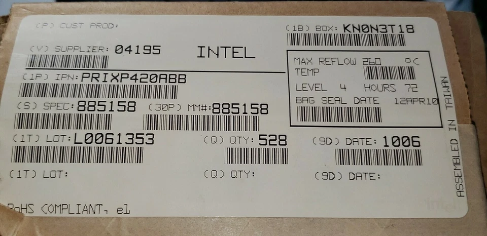 Procesador de red Intel PRIXP420ABB IXP420 1,3 V/3,3 V 266 MHz 492 pines BGA Foto 3 de 4