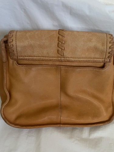 Hobo Tan Genuine Leather Flap Shoulder Crossbody Saddle Bag - Picture 13 of 16