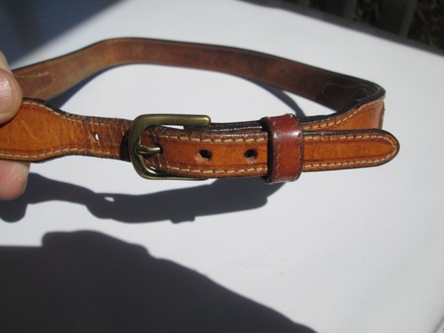 Vintage 1980's Jordache Belt Leegin USA made Leather sz 29 ranger brass buckle - Picture 4 of 8