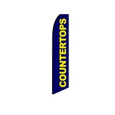 Countertops Dark Blue Swooper Flutter Feather Flag  3ft W x 11.5ft Tall