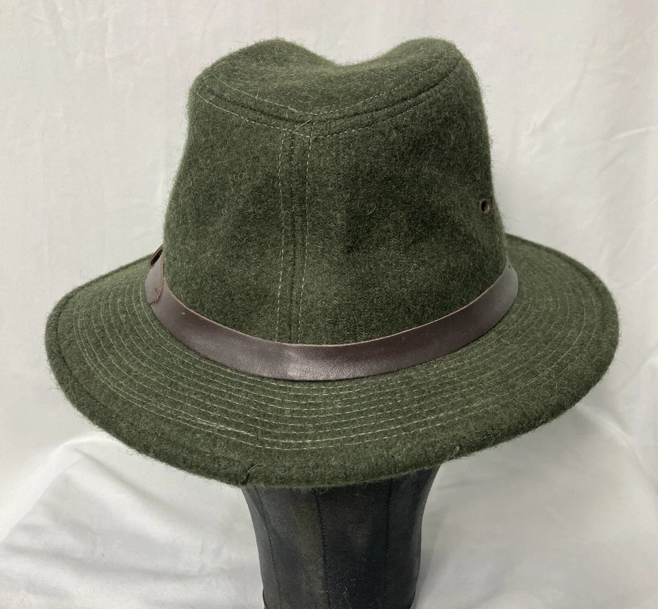 De colección C.C. Sombrero Filson Lana Fedora Packer Talla M* Verde Bosque Oscuro 100% Lana Virgen Foto 3 de 4