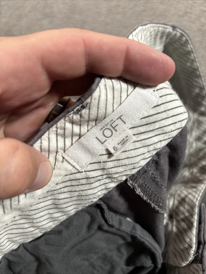 Ann Taylor 短裤女式 6 灰色 Chino The Riviera 短商务休闲 32 英寸平底 — 第 4/4 张图片