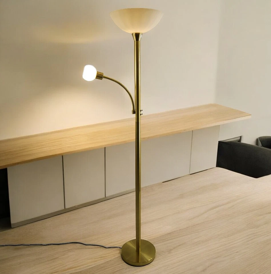 Stehleuchte mit Leseleuchte Johanna Stand-Boden-Lampe Fluter E27 Leselampe E14 - Bild 4 von 4