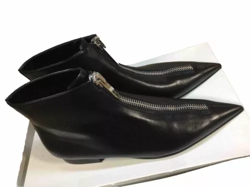 Stella McCartney Zipit 女式黑色皮革尖头踝靴 41 码 - 第 2 张/共 8 张