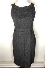 Ann Taylor Petites 4 Petite Dark Gray Wool Silk Sleeveless Career Work Dress