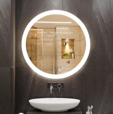 Round Bathroom LED Mirror Lights Illuminated Demister Pad antifog touch ...