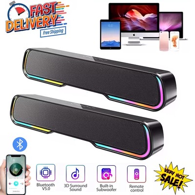 2Pack Wireless Surround Sound Bar 4 Speaker System BT Subwoofer TV Home Theater 