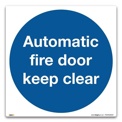 Automatische Brandschutztür Keep Clear Schild - Vinyl Aufkleber - Brandschutz Sicherheit
