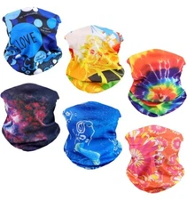 6 Piece Neck Gator Sun UV Protection Face Cover Mask Bandana Shield, with Design