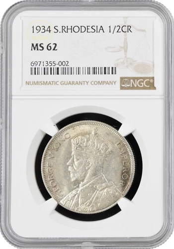 Southern Rhodesia 1/2 crown 1934, NGC MS62, "British colony (1932 - 1955)"
