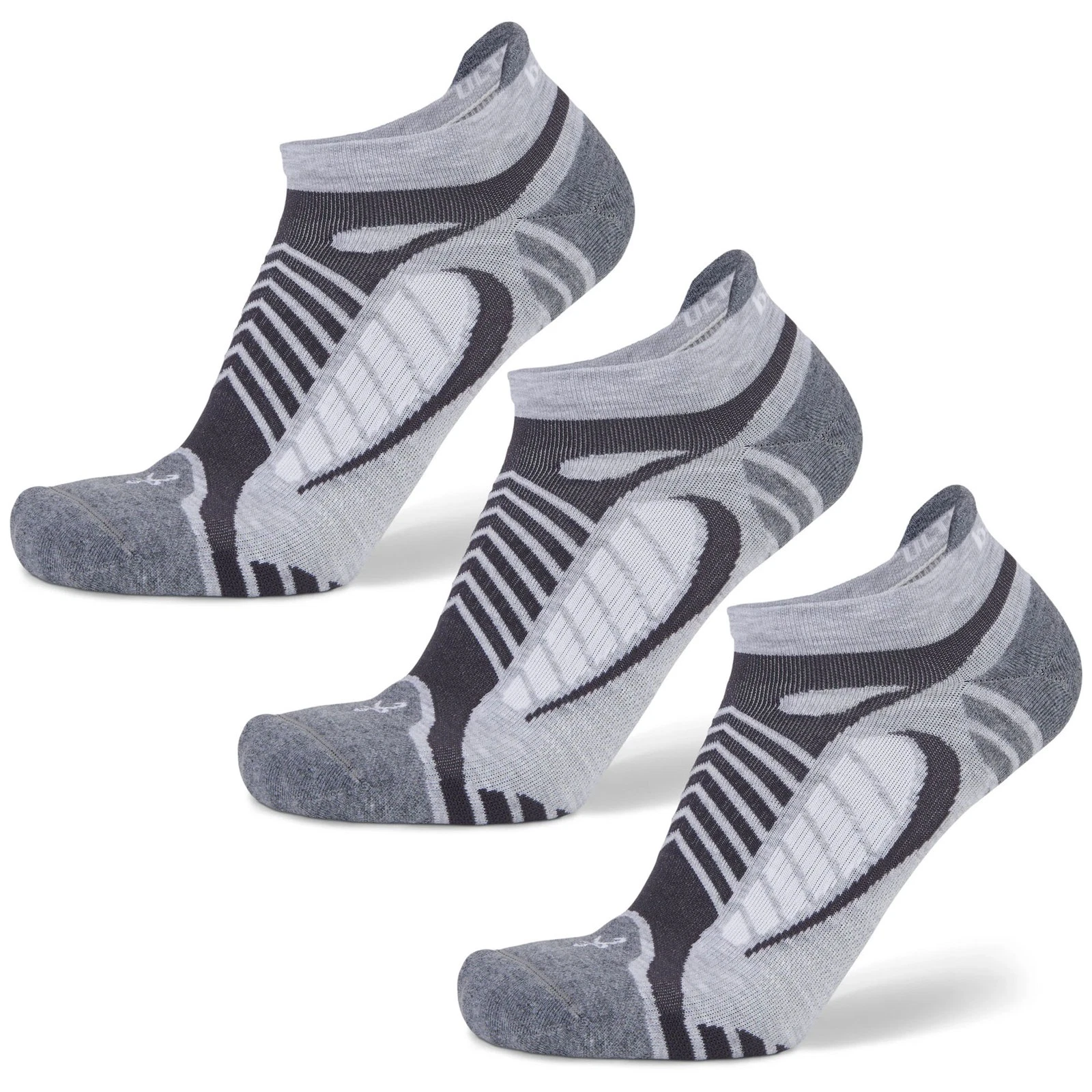 Balega Ultraglide No Show Socks, Heather Gray, 3 Pack