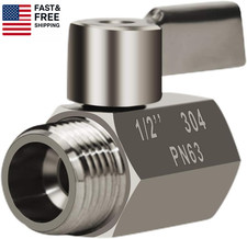 Showerhead Shut off Valve with Stainless Handle, 304 Stainless Steel Mini Bal