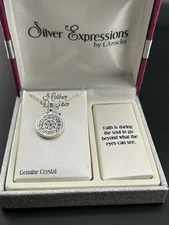 Mother/Daughter Fine Silver Plated And Genuine Crystal Necklace 