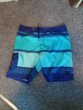 Hurley Phantom Board shorts Mens Size 38 Blue Stripes Surf Swim Trunks