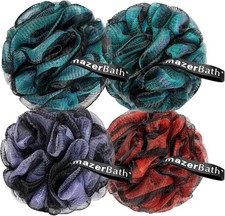 Charcoal Loofah Sponge Set of 4, 60g Body Scrubber Shower Bath Sponge Men Women