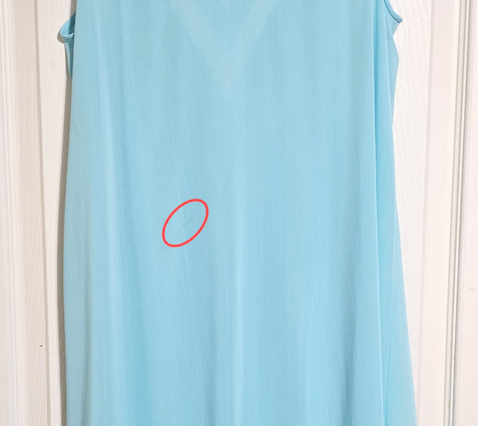 Vtg KAYSER Turquoise Nightgown Nylon Tricot Knee Length V-Neck Size Small  READ