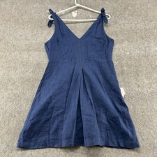 Gap Dress Womens 12 Blue Navy Sleeveless V Neck Fit Flare Linen Sun Midi