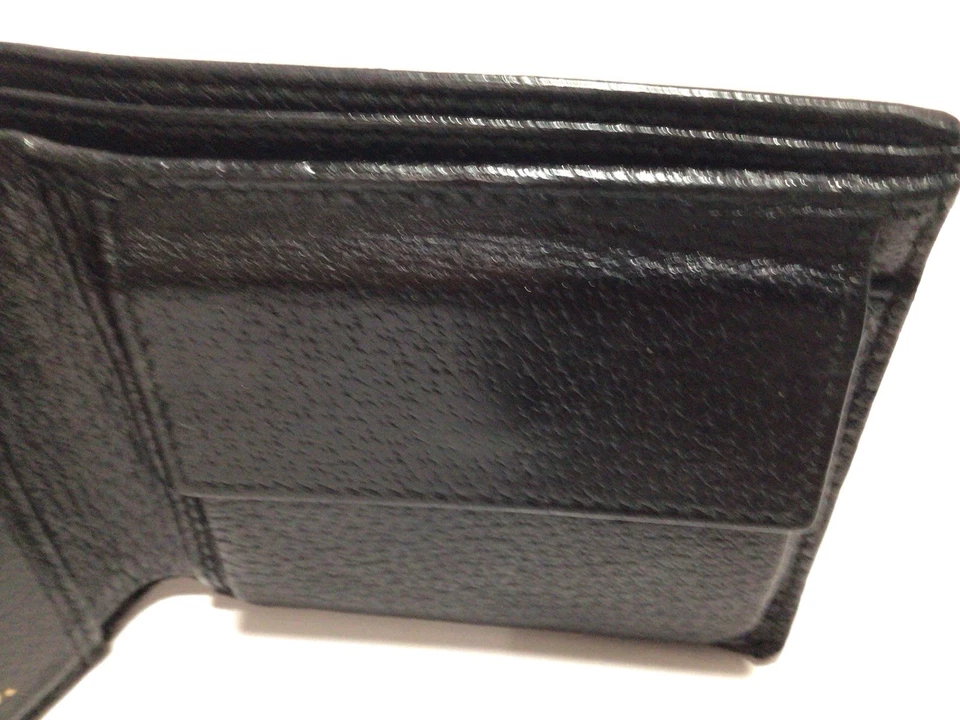 CARTERA DE CUERO NEGRA GUCCI para hombre / logotipo de metal gg Foto 4 de 4