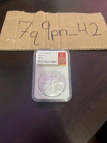 Red Label Just Above Melt 2025 MS69 American Silver Eagle Privy NGC Slabbed