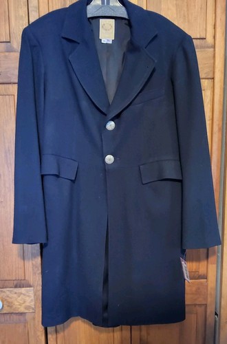 Wah Maker Frontier Wear Western MD. Navy Wool Blend Frock Coat Size 38 EUC