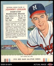 1955 Red Man #5 Johnny Logan With Tab Braves 4 - VG/EX