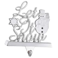  Stocking Holder - Let It Snow Christmas Stocking Hanger for Mantel - Metal 