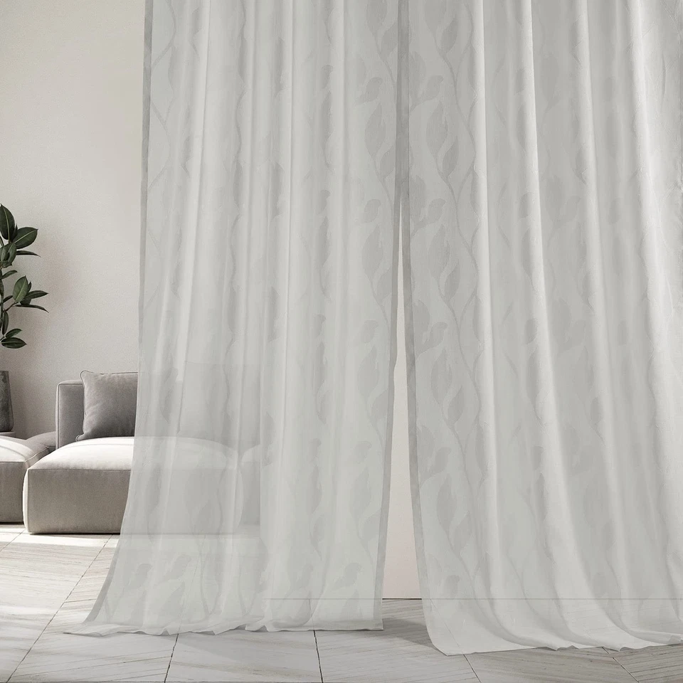 Patterned Linen Sheer Curtain For Living Room 50 X 84 (1 Panel), Rod Pocket W... - Image 3 of 4