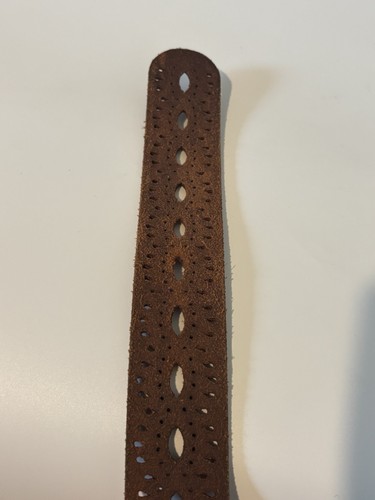 Lucky Brand Womens Leather Belt Size L Brown Beachwood Cutout Design Y2k Hippie - Picture 5 of 5