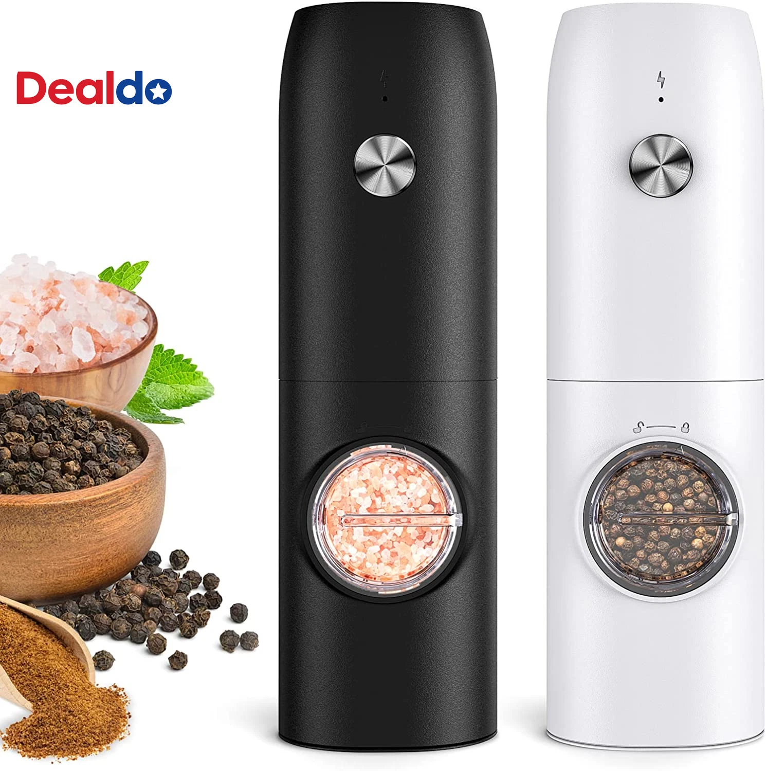 Electric Salt and Pepper Grinder Set-Rechargeable Automatic Pepper Mill Grinder