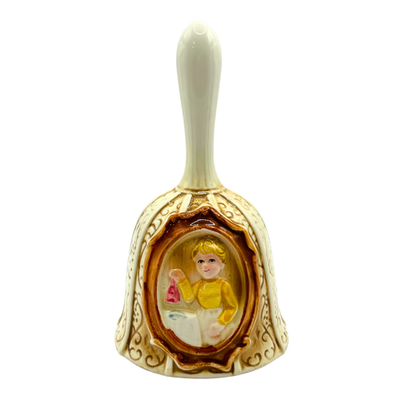 #ad Vintage 1978 Sears Gingham Girl Bell Pioneer Woman Style Ceramic Decor $16.99