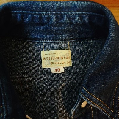 トップス Warehouse Denim Western Shirt Size 40 Warehouse Denim Western Shirt 40 Dark Blue Snap Buttons Used