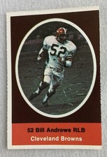 NFL 1972 Sunoco Football Stamp-Cleveland Browns -Bill Andrews (SW Louisiana)