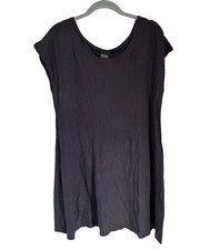 EILEEN FISHER A-Line Dress Crewneck Brown Easy Wear Summer Preppy Size Med