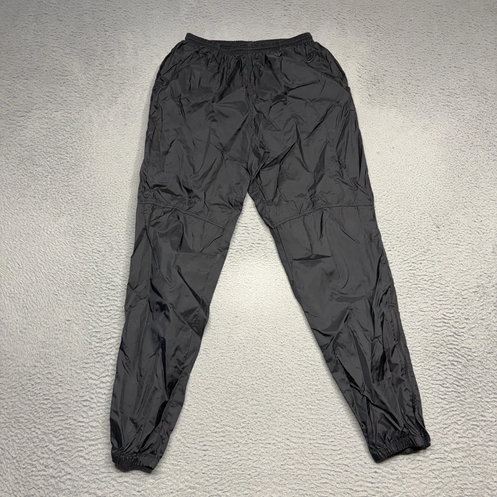 VINTAGE Nike Track Pants Women Size XL Black Windbreaker Jogger Unlined 90s
