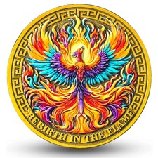 Phoenix Raising Sobriety Chip for Celebrating Recovery with Serenity Prayer A...